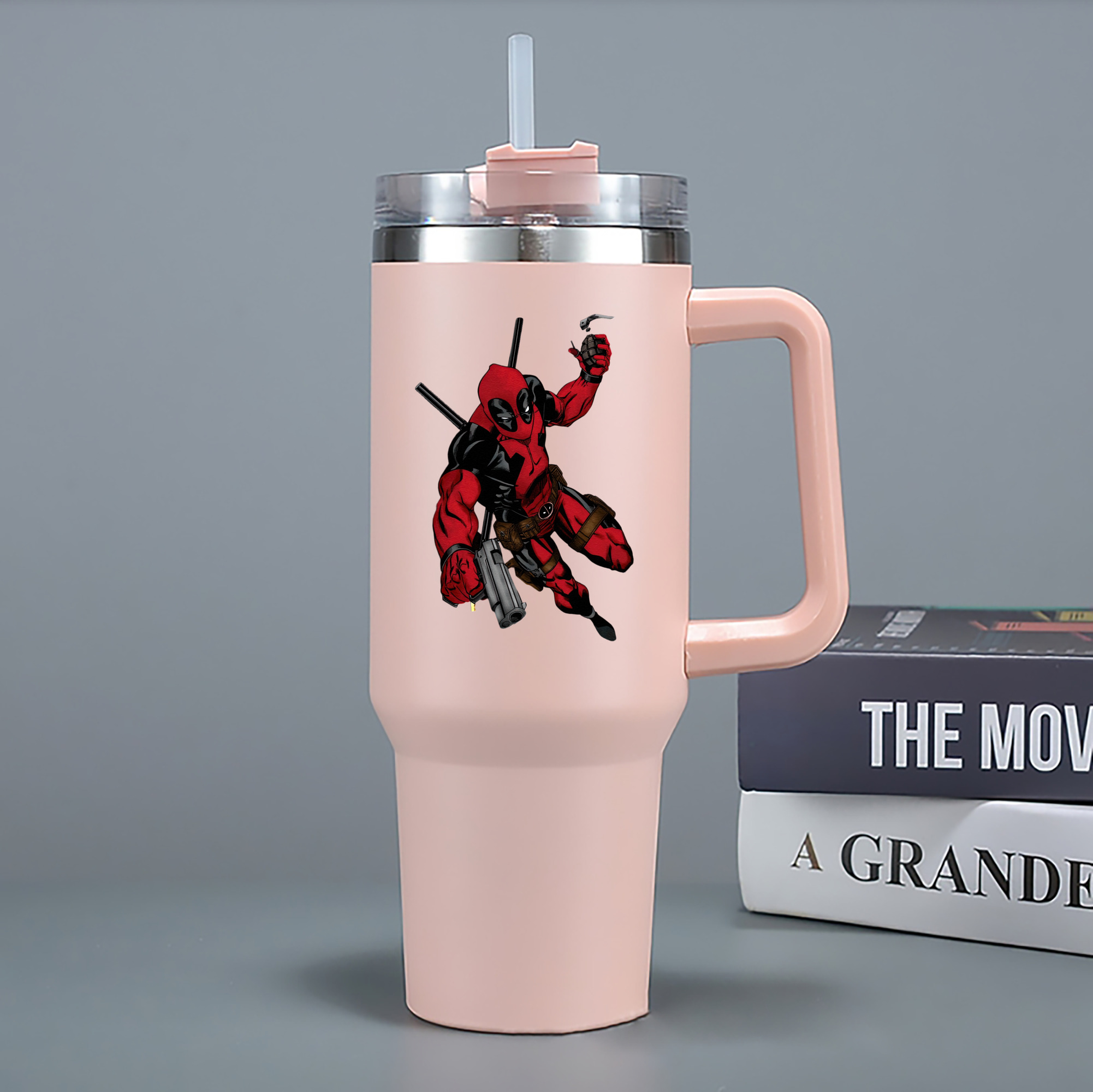 （画像用） Deadpool デッドプール 1200mL車用タンブラー - クリスタルステッカー（プラスチックストロー付き）